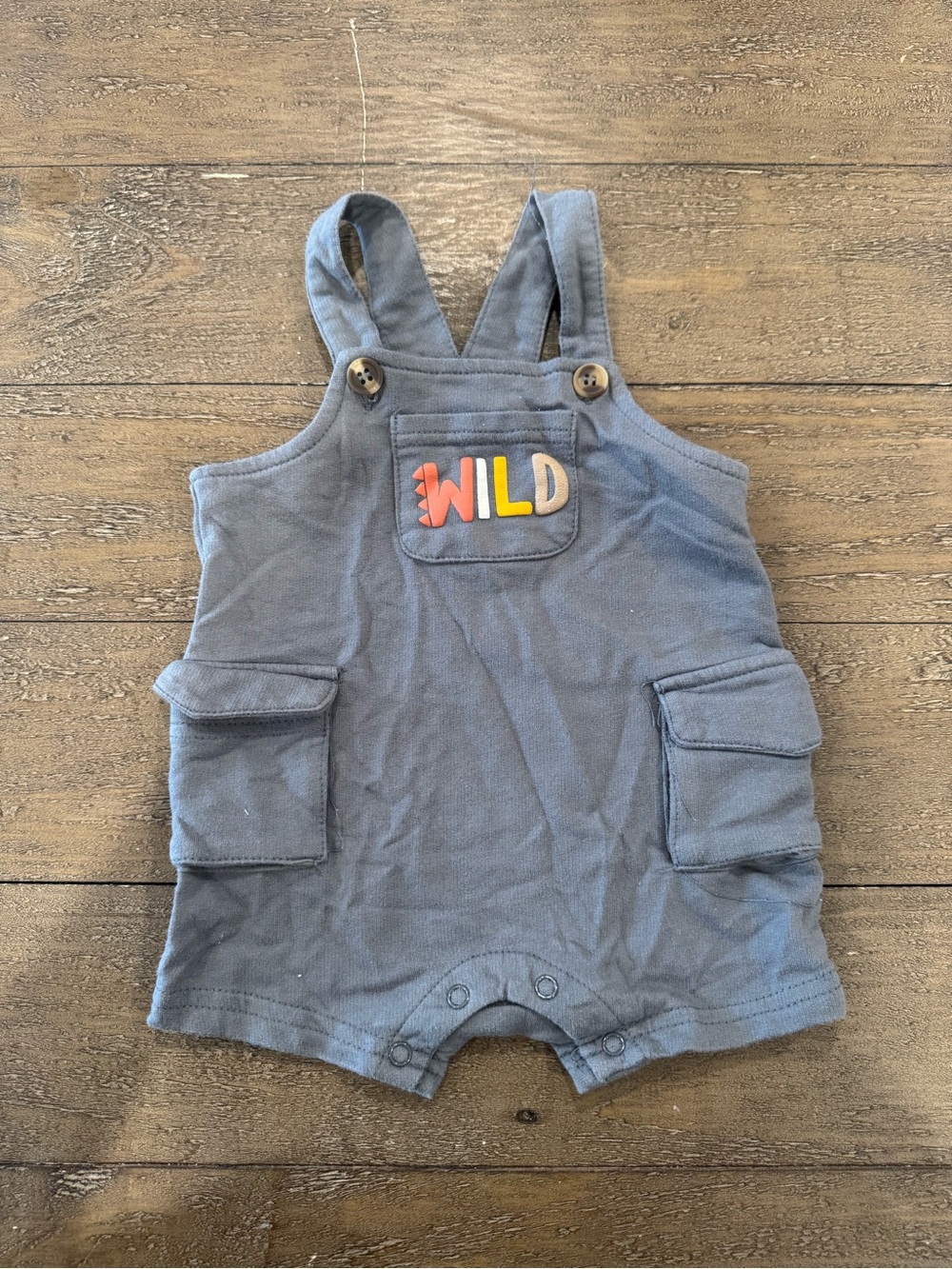 Toddler Slate Blue 'WILD' Shortall Overalls